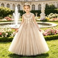 thumbnail image 2 of Weebloom Dress For Little Girls Sleeveless Tutu Gown Fancy Wedding Party Pageant Birthday Dress Formal Gown Elegant Dresses Khaki 5-6 Years, 2 of 4
