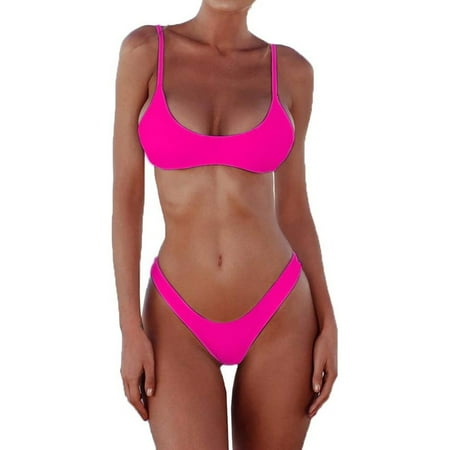 XJDJHC Bikini Sets For Women Push Up Padded Bra Bandage Bikini Swimsuit Solid Color Swimwear Bathing Beachwear