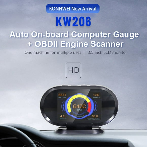 KONNWEI KW206 2 In 1 Head-up Display HUD Gauge Auto Fault Code Reader OBD2 Scanner