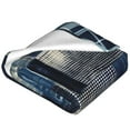 thumbnail image 2 of Bixox Fleece Blanket Indigo Patchwork Quilt Pattern Super Soft Double-Sided Microfiber Flannel Blanket for Sofa, Bed, Couch,Suitable for All Seasons -, 2 of 5