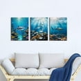 thumbnail image 4 of Blue Beach Bathroom Wall Art Under Sea World Photo Prints Kids Bathroom Ocean Fish Shark Dolphin Wall Decor Coastal Seascape Pictures Canvas Artwork for Living Room Bedroom Home Decorations, 4 of 6