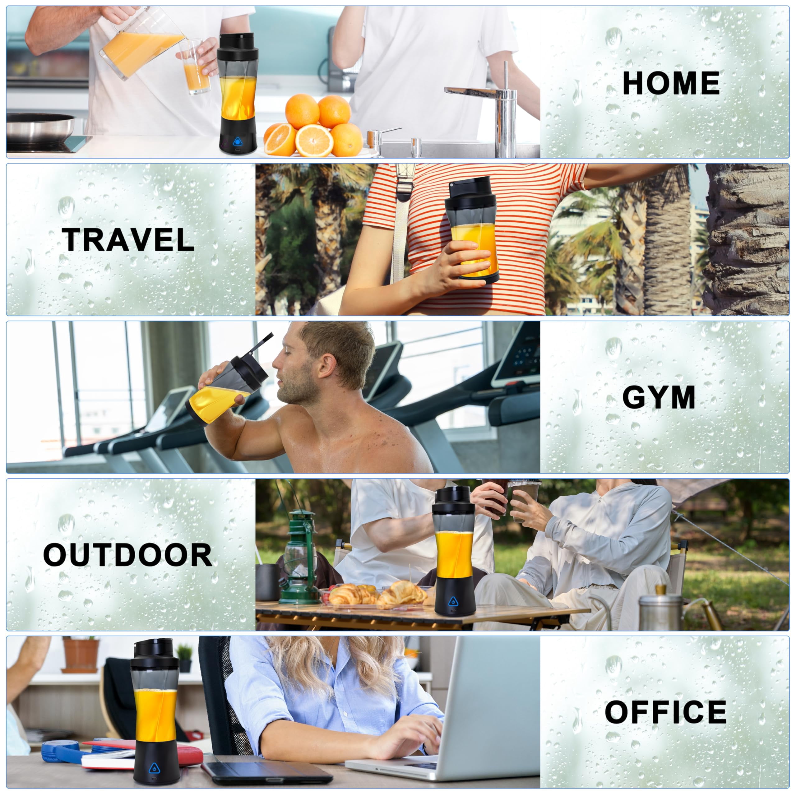 Elitzia Portable Blender for Smoothies 700ML and 6000mAh Rechargeable 6 Stainless Steel Blades 22000 RPM Personal Blender for Gym Office Kitchen XIP7 Waterproof Detachable Cup ETPB258
