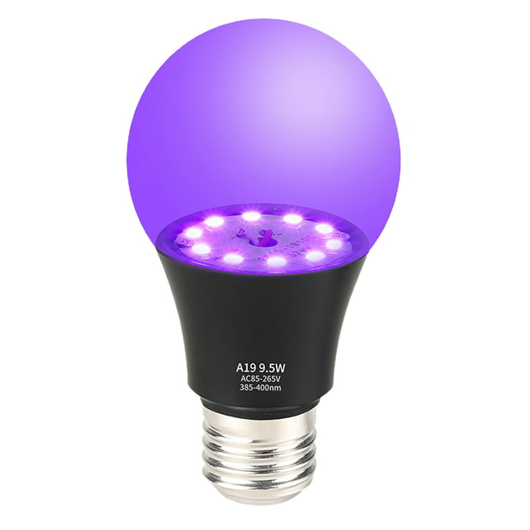 Mairbeon UV Black Light Bulb,LED Purple Light Bulbs,9.5W Black lights for  Glow Party, Body Paint,Halloween,Neon Glow,3 Pack 