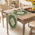 thumbnail image 2 of Vintage Ethnic Floral Table Runner 60 Inches Long Retro Green Classical Bohemian Style Table Runners for Dining Room Tabletop Dresser Scarf Home Party Banquet Wedding Holiday Decoration, 2 of 9