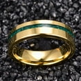 thumbnail image 4 of Men's 6mm Gold Tungsten Wedding Bands with Inlaid Crushed Green Created-Opal High Polished Finish Size 6-12, 4 of 5