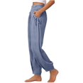 thumbnail image 5 of Only Moment Casey Leigh Cotton and Linen/Wash Water Wrinkled Cloth with Pockets High Waist Loose Sweatpants Casual Lounge Yoga Workout Palazzo Blue,Xxxl, 5 of 6