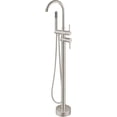 thumbnail image 4 of Floor Mount Bathtub Faucet Flow Freestanding Tub Filler Standing Shower Faucets with Swivel Gooseneck Spout and Cylinder Handheld Spray, Brushed Gold, 4 of 5