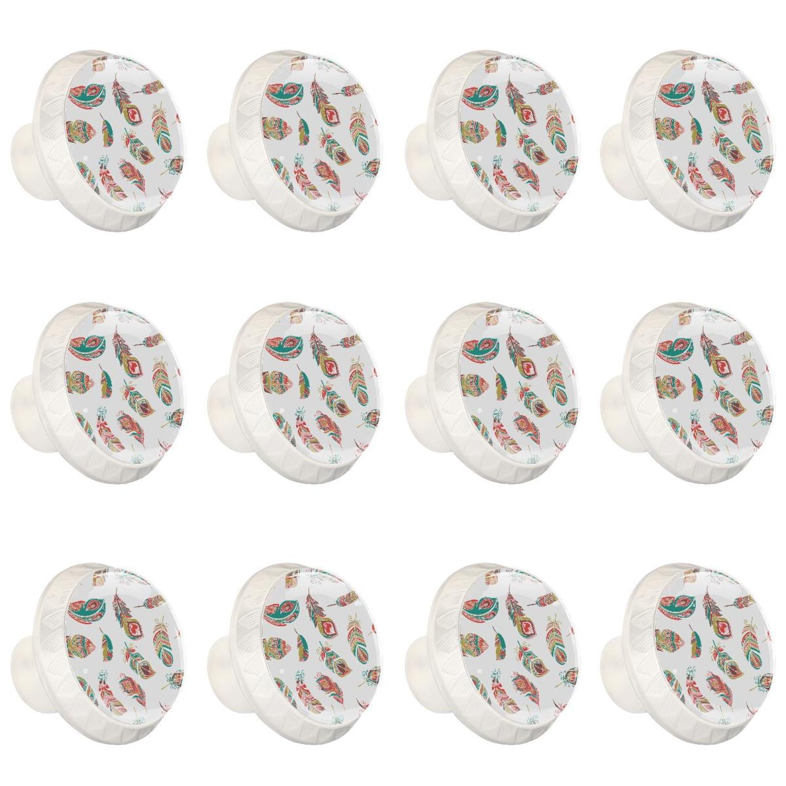 12 Pcs Bohemian Feathers Knobs for Kitchen Cabinet Cupboard Dresser ...