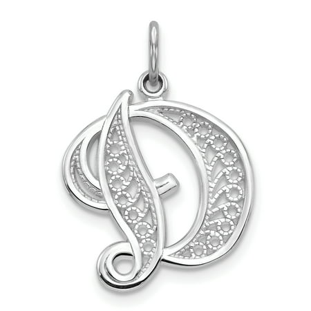 IceCarats - 14kt White Gold Solid Filigree Initial Monogram Name Letter D Pendant Charm Necklace ...