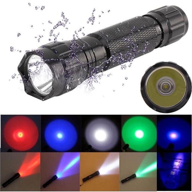 VONKY Module de Lampe de Poche Pratique, Ampoule LED, Vert/rouge/bleu/violet/blanc/clair, Capuchons de Lampe Réglables, Camping Randonnée, 1Ensemble
