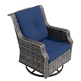 thumbnail image 6 of Meetleisure 1 Pieces Outdoor Patio Furniture Wicker Swivel Chair with Cushions for Backyard, Navy, 6 of 13