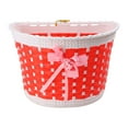 thumbnail image 4 of Cesta para scooter Cesta para bicicleta para niños Bolsa hecha a mano con nudo de lazo tejido de plástico (pequeña, cesta roja, campana de coche con aleatorización de colores), 4 of 6