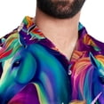 thumbnail image 5 of Robot Unicorn Attack Men's Short Sleeve Button Down Spread Collar Beach Shirts, 5 of 6