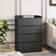 thumbnail image 2 of 4 Drawer Dresser, Chest of Drawers for Bedroom, Living Room Sideboard Storage Cabinet, Nightstand with Sturdy Anti-Tripping Device for Office, Living Room, Hallway, Black, 2 of 7