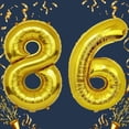 thumbnail image 5 of Gold Number 86 Mylar Foil Balloon 32 inch - Helium or Air Filled Metallic Balloons for 86th Birthday Hbd Party, Anniversary, Graduation Decorations, 5 of 8