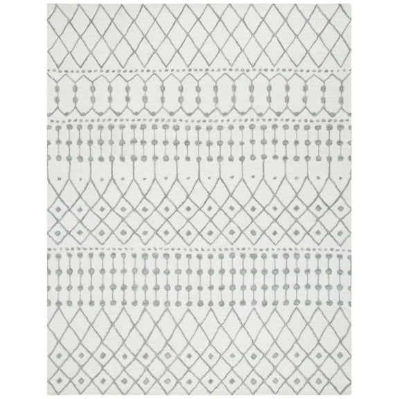 SAFAVIEH Blossom Aspen Geometric Wool Area Rug, Ivory/Grey, 9' x 12'