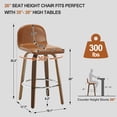 thumbnail image 5 of Swivel Bar Stools Set of 1, 26" Counter Height Upholstered PU Leather Barstools with Low Back Walnut Bentwood Legs, Mid Century Modern Bar Chair Kitchen Island Stool, 5 of 11