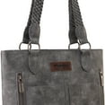 thumbnail image 6 of Wrangler Distressed Tote Bag for Women Western Purse Multi Pockets Handbags and Shoulder Bag, Braided-frost Grey, 6 of 7