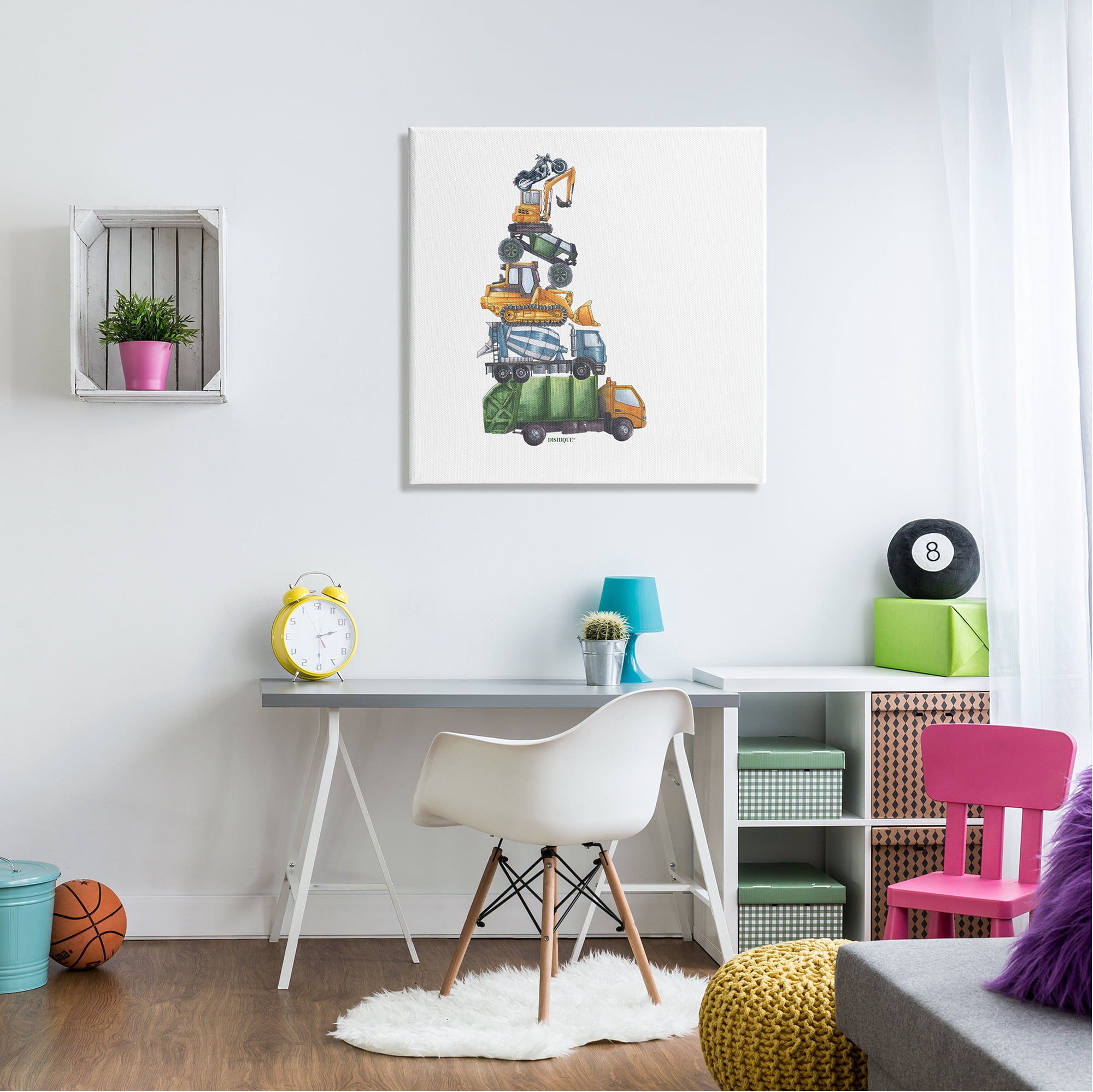 Stupell Industries Balancing Trucks Construction Vehicles Stacked Automobiles Graphic Art Gallery Wrapped Canvas Print Wall Art, Design by Dishique