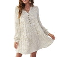 thumbnail image 1 of Vestido, Vestido floral de mujer de manga larga con cuello en V Mini vestido suelto de vacaciones Tomshoo Amarillo/XX-grande, 1 of 7