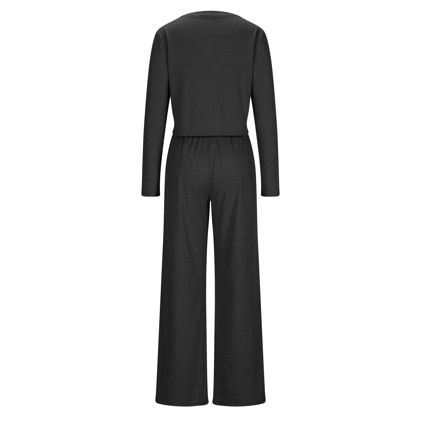 2 Piece Lounge Set Women Ribbed Knit Tracksuit Long Sleeve Crop