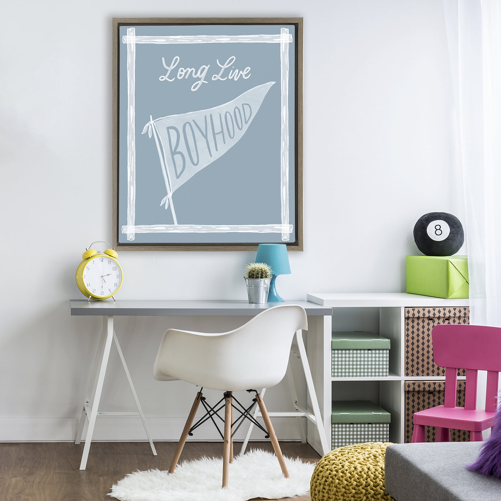 Stupell Industries Long Live Boyhood with Border Brown Framed Floater Canvas Wall Art, design by Cherrywood Lane