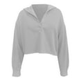 thumbnail image 5 of Cropped Hoodies for Women 2025 Fall Winter Lightweight Long Sleeve Plain Hooded Sweatshirt Pullover Tops, 5 of 6