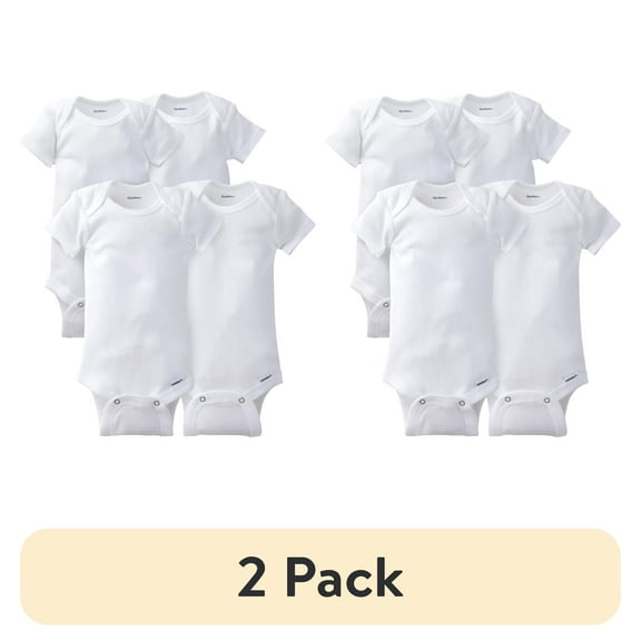 (2 pack) Gerber Baby Boys & Girls Short Sleeve Bodysuit, 4 Pack & 8 Pack, Preemie-24 Months