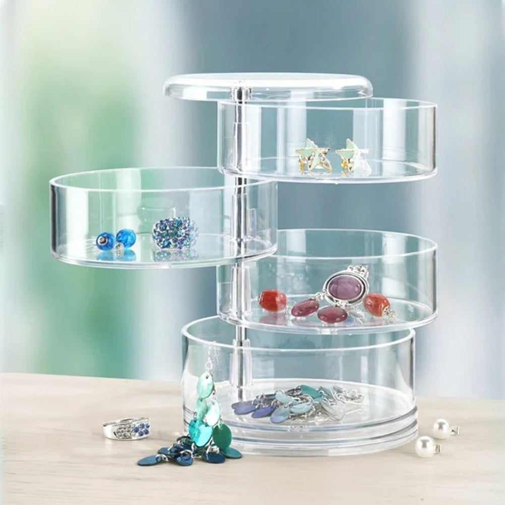 KYAIGUO 6.85x4.57inch Jewelry Organize Plastic Desktop Organizer,Practical Rotating Jewelry Organizer