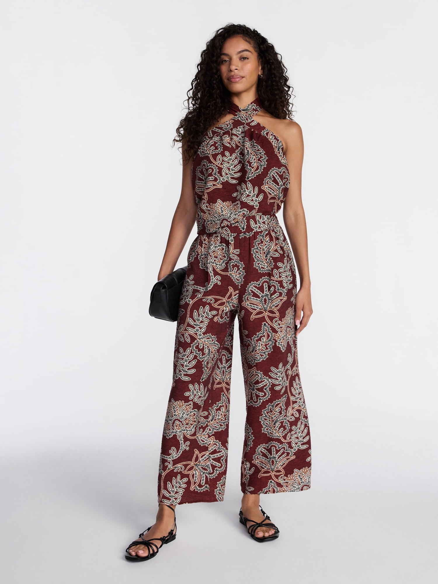 Time and Tru Women's Wide Leg Print Pants, Sizes XS-XXXL