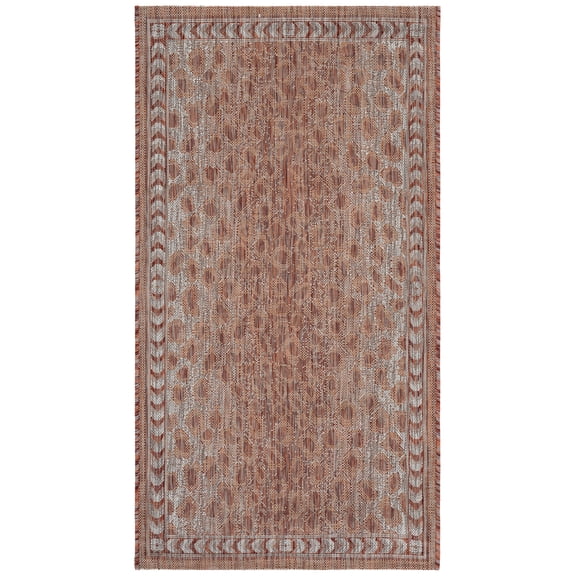 SAFAVIEH Courtyard Regent Animal Indoor/Outdoor Area Rug, Rust/Beige, 2'7" x 5'