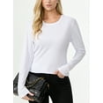 thumbnail image 3 of Aiyino Womens Basic Shirts Ribbed Long Sleeve Blouses Crewneck Casual Slim Fitted Knit Tops，White M, 3 of 10