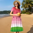 thumbnail image 7 of Bixox Women's Short Sleeve Summer Dress Loose Swing Knee Length Dresses with Pockets-Watermelon, 7 of 7