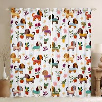 Manfei Cartoon Dog Curtains Pack of 2 (42x84 Each) for Teens Kids Children,Kawaii Flower Animal Curtains Blackout,Cute Pets Bedroom Curtains,Ultra Soft Home Decor