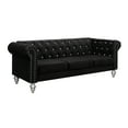 thumbnail image 3 of Home Design Emma Contemporary Velvet Rolled Arm Chesterfield Sofa with Diamond Button Tufted Back and Nailhead Trim, Wood-Turned Legs, Modern Luxury, Black, 3 of 5