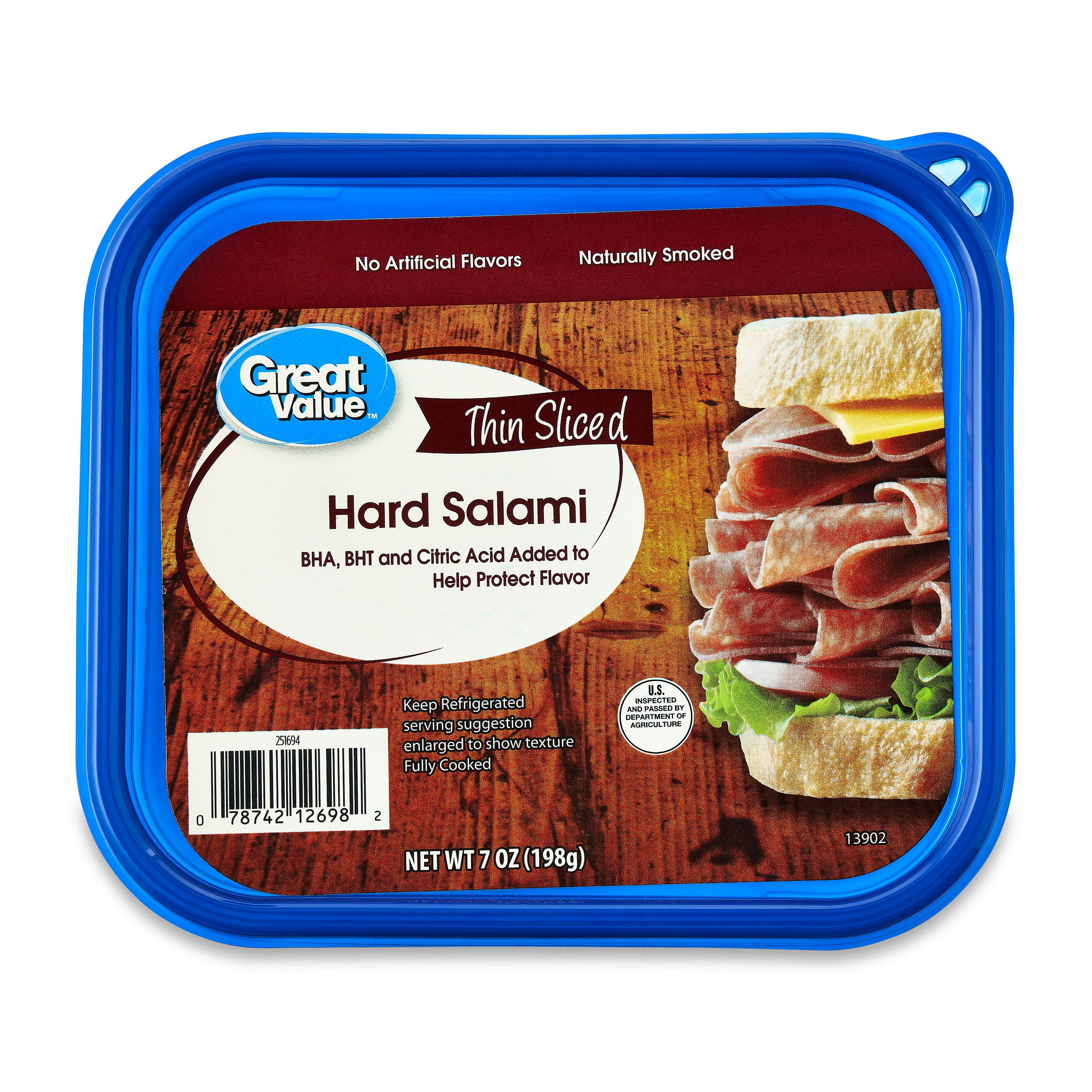 Great Value ,Thin Sliced, Hard Salami Lunchmeat, 7 oz