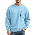 thumbnail image 4 of Men's Crewneck Sweatshirt Pullover Casual Loose Fit Sport Tops Midweight Long Sleeve Basic Sweatshirts with Zipper Chest Pocket, 4 of 6