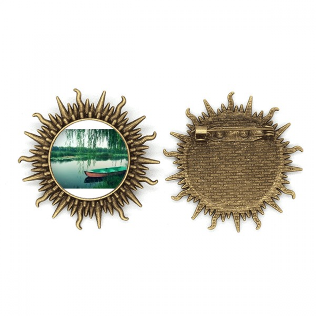 Fotografia de hoja de sauce boat Lake Pin de gancho de metal vintage con forma de sol Unbranded M