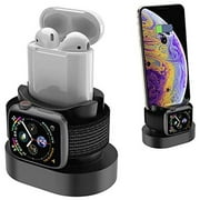 3 in 1 Charging Stand Dock Silicone for AirPods/Support Apple Watch Series 5//4/3/2/1/AirPods/IPhone 11/11 Pro/X/8/8 Plus/7/7 Plus/6s