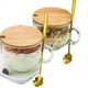 thumbnail image 2 of Tazas de Café con Asa, Vasos de Vidrio con Tapas de Bambú y Cucharas de Flor de , Vasos Transparentes para Té, Cereales, Yogur, 2 of 5