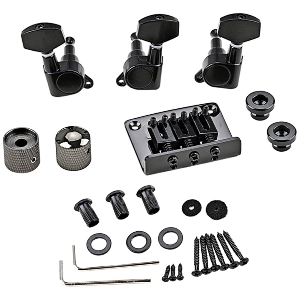 OUNONA 1Set Guitar Luthier Accessory Kit for 3 String Guitars with Metal Control Knob and Strap Locks