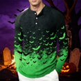 thumbnail image 4 of Dwelliawo Men's Halloween Shirts Spider Pumpkin Print Long Sleeve Scary Costumes Bone Graphic Breathable Henley Funny Shirt Black 2xL, 4 of 4