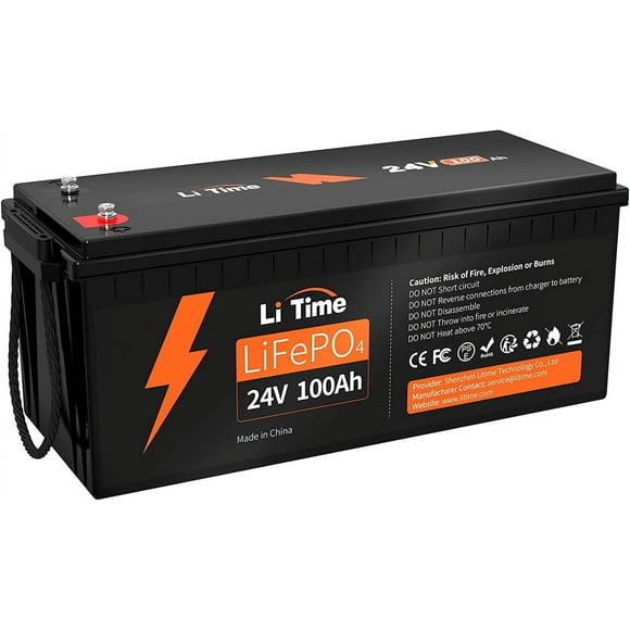 LiTime 24V 100Ah LiFePO4 Lithium Battery 100A BMS Max. 2560W Load Power for RV Camper Solar Off-Grid