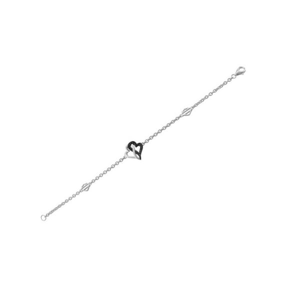 Harley-Davidson Women's Black & White Infinity Hearts Silver Bracelet (7.5), Harley Davidson