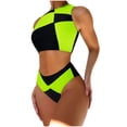thumbnail image 2 of Babysbule Womens Two Piece Swimsuit Women's Fashion Color Matching Split Swimwear Bikini Print High Waist Beachwear Set, 2 of 9