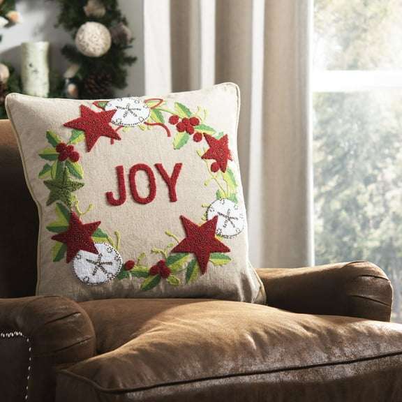 SAFAVIEH Jolly Joy 12" x 20" Holiday Pillow, Green/Red/Beige