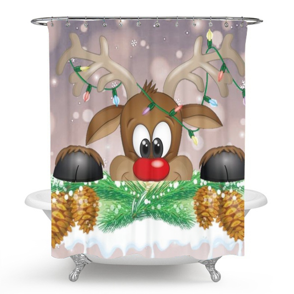 Christmas Shower Curtain Christmas Tree and Snowflake Fabric Shower Curtain, Winter Holiday Xmas