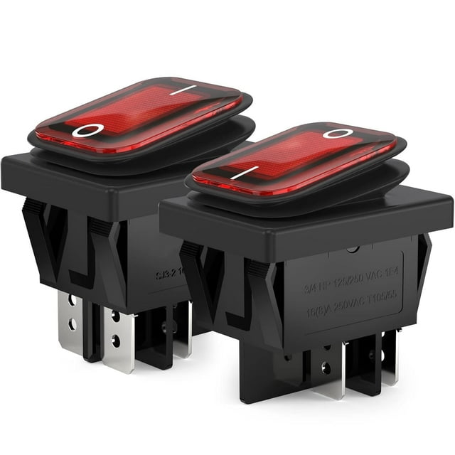 DIYhz 2 uds AC 16A 250V/125V 2 posiciones ON/OFF interruptor basculante impermeable para barco con luz indicadora roja