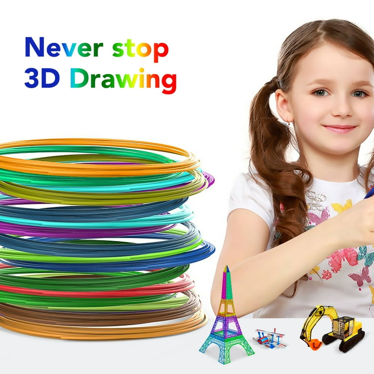 3D Pen Filament 10 Color 160 Feet, Tecboss PLA Filament 1.75mm  High-Precision Diameter - 3D Pen/3D Printer Filament Refills, Bonus 250  Stencils eBooks