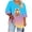 ❉064-Light Blue, variant on Junur Plus Size V Neck Pumpkin T-Shirt Women Gradient Halloween Tees Casual Loose Short Sleeve Fall Holiday Tops S-5XL